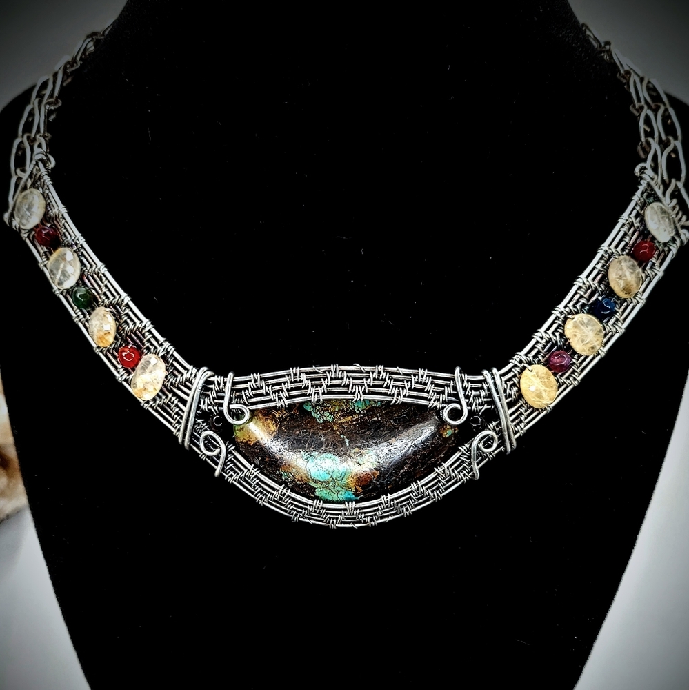 Turquoise & Sterling statement necklace